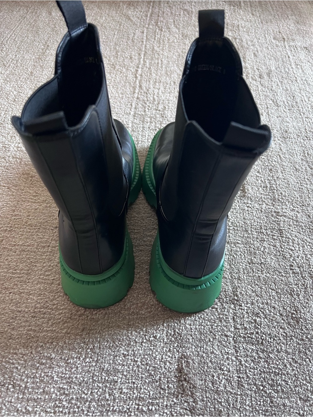 Black Chelsea Boots with Green Platform Sole - Picture 5 of 6